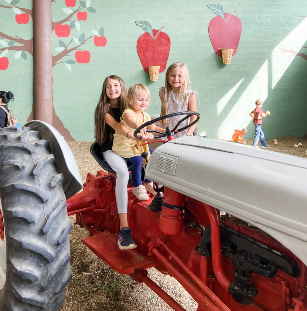 girls on a tractor