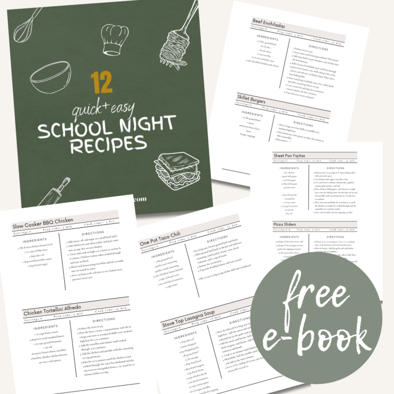 Quick and Easy School Night Dinner Recipes – Free E-book 