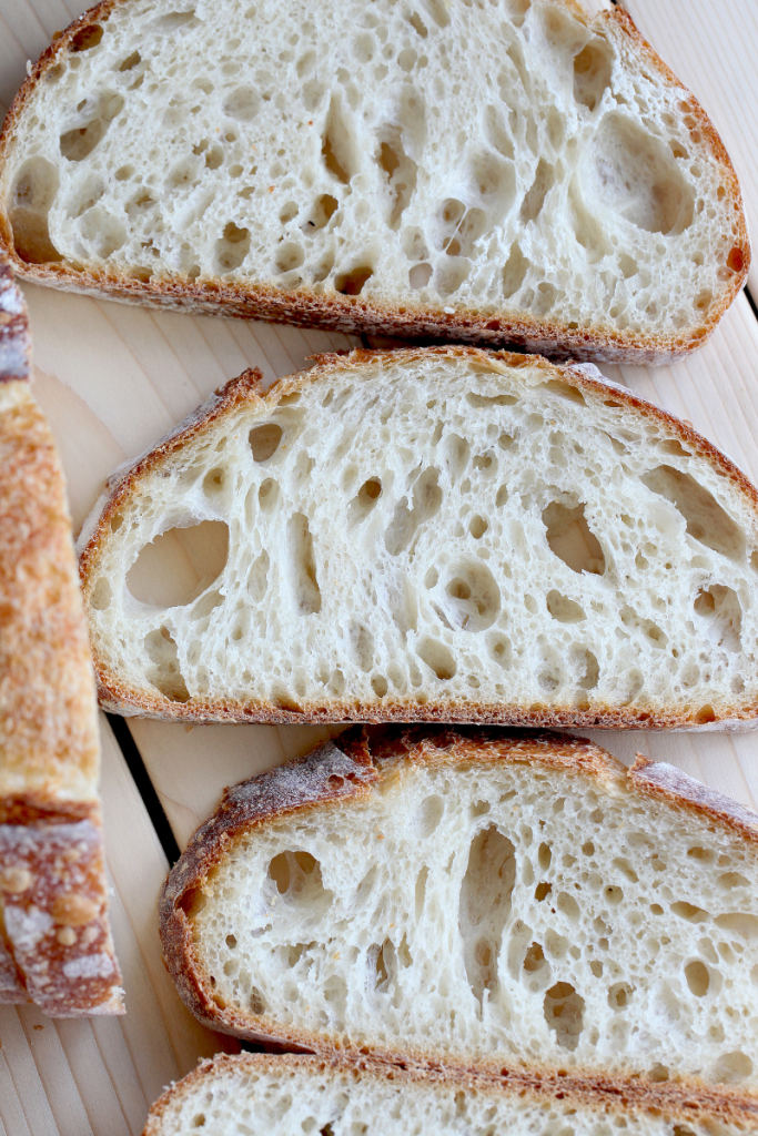 sourdough bread sliced after baking