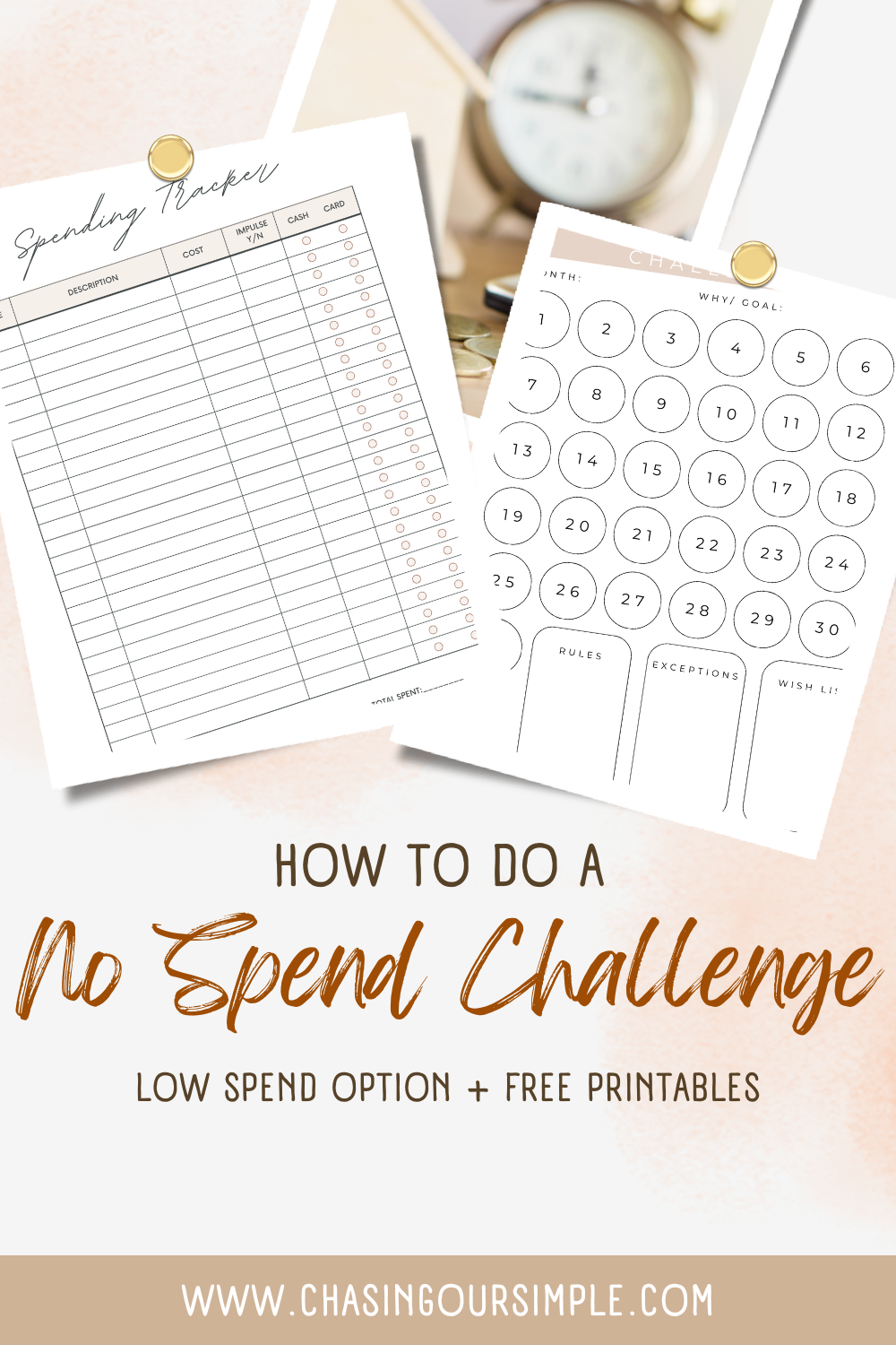 Free No Spend Tracker Printable Worksheets