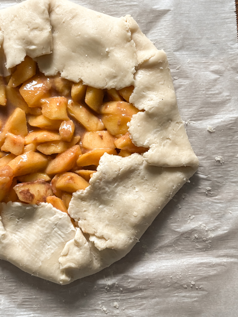 sourdough peach galette assembly