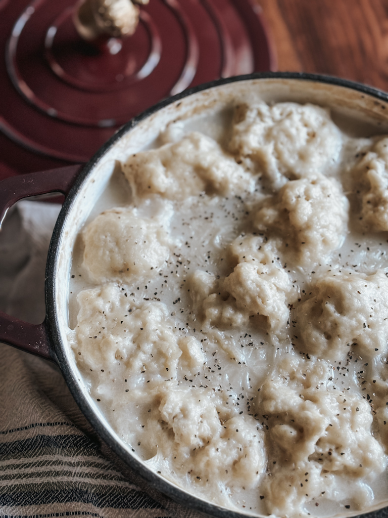 Sourdough Dumplings in a dutch oven 