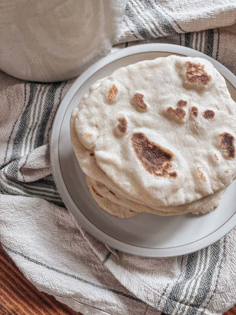 stack of flatbread on a plate