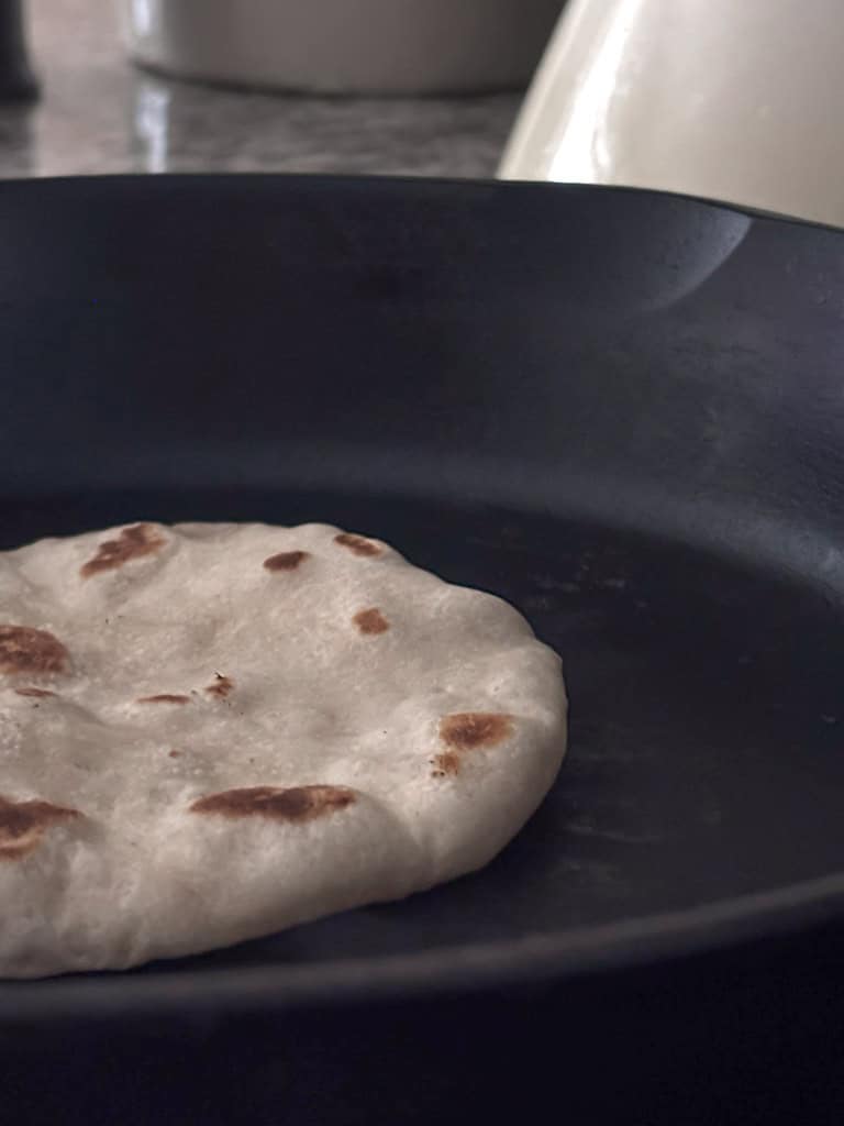 flatbread in a cast iron skillet