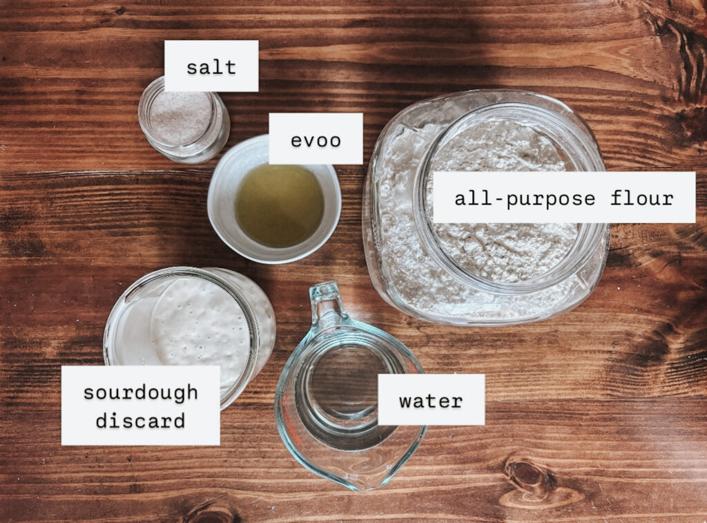 ingredient shot for sourdough discard pizza dough