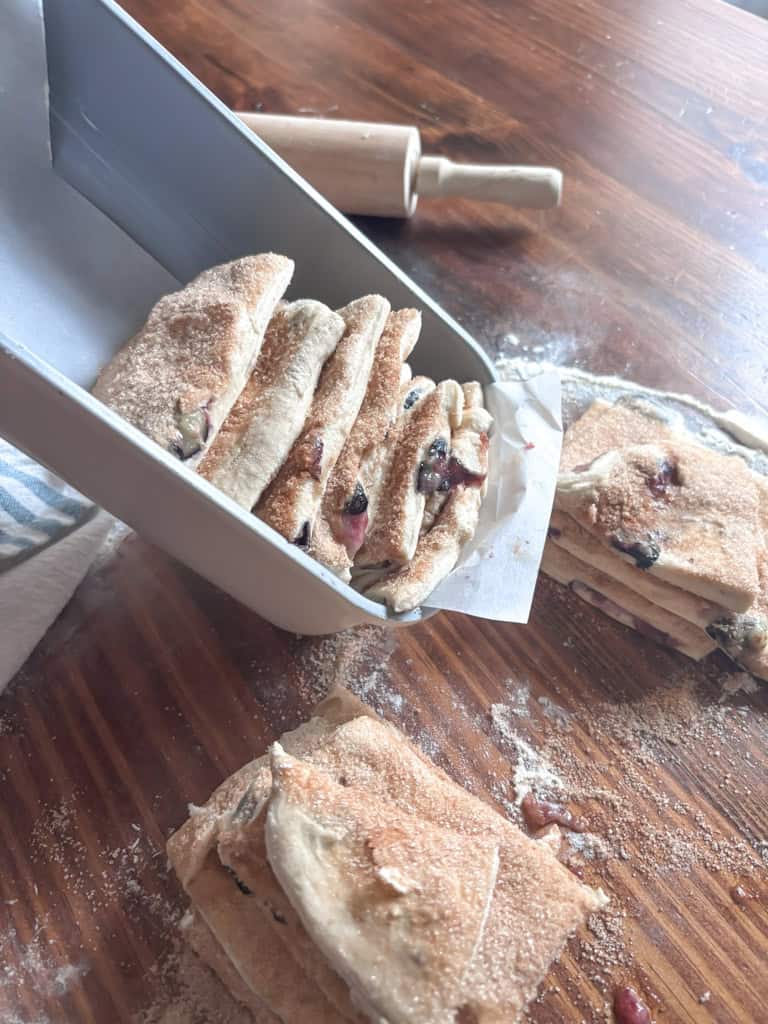 process shots for sourdough blueberry bread