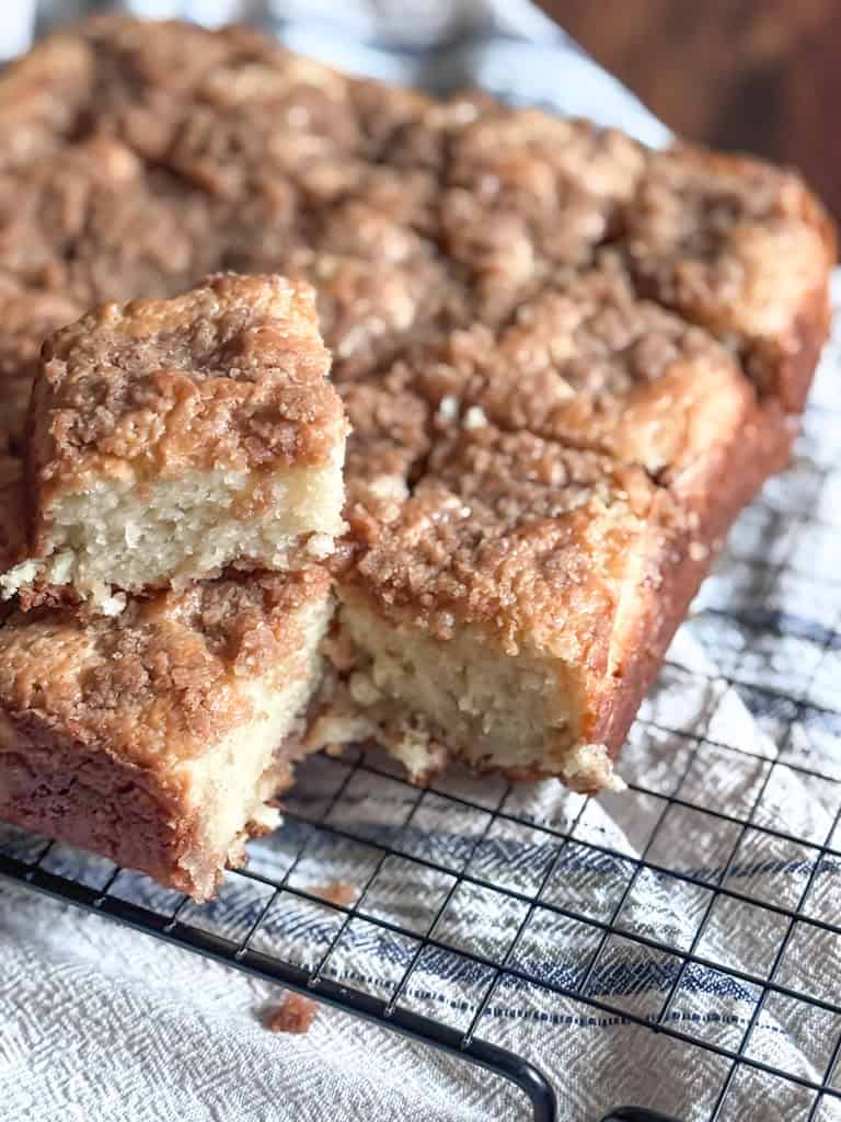 sourdough coffee cake sliced