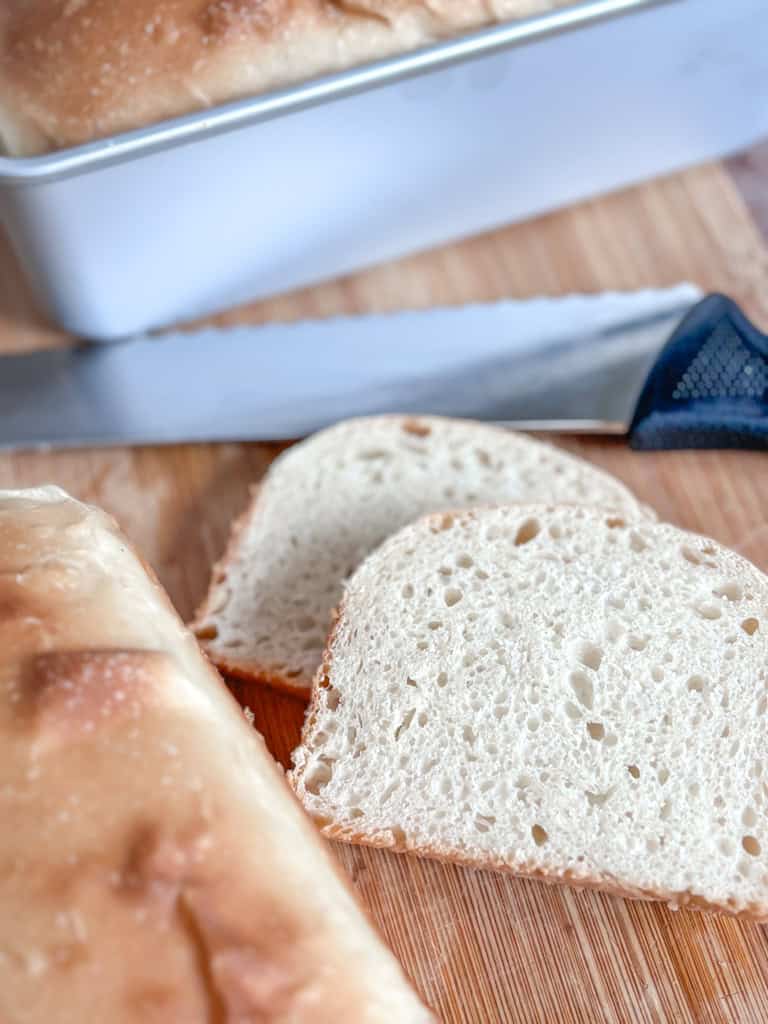 close up of sliced homemade bread