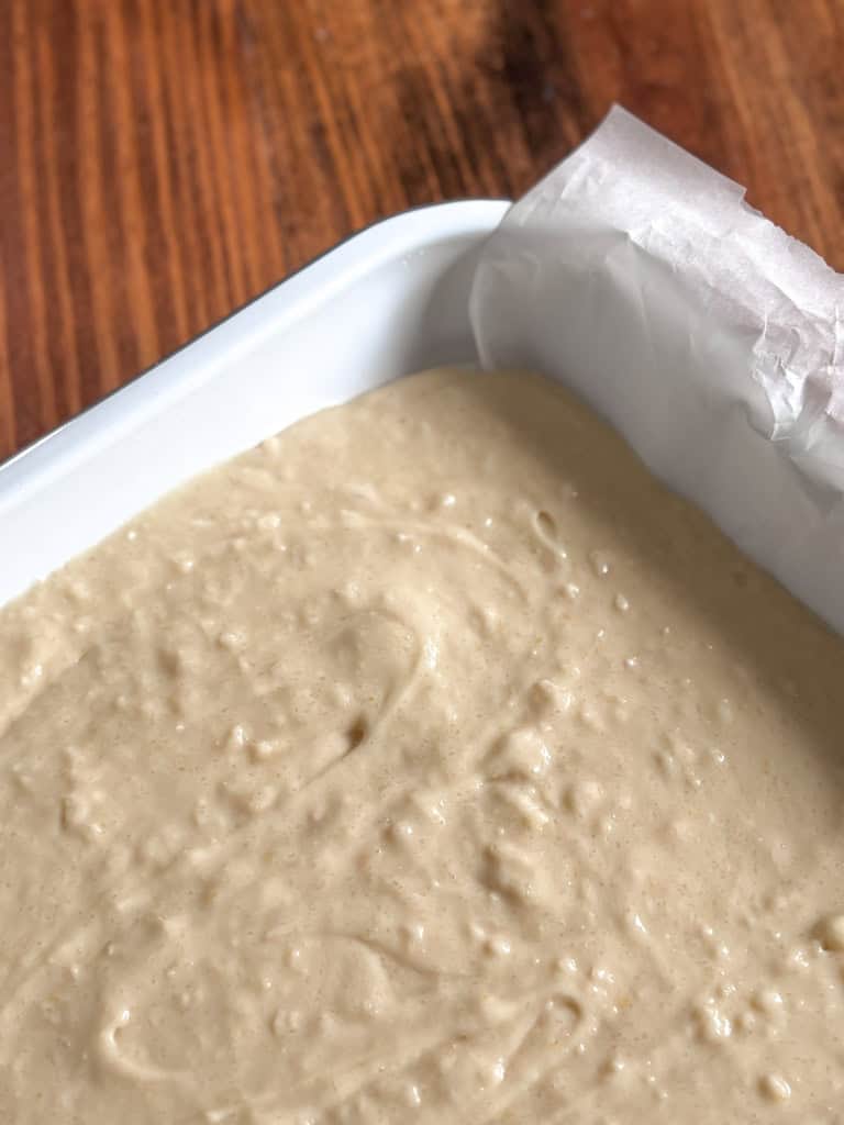 sheet pan filled with cake batter