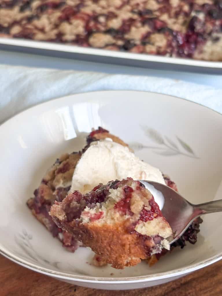 berry cake on a spoon