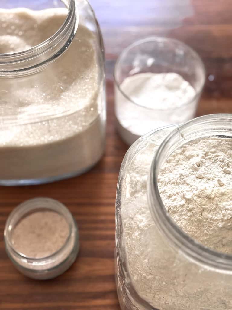 jars of dry ingredients for pancake mix