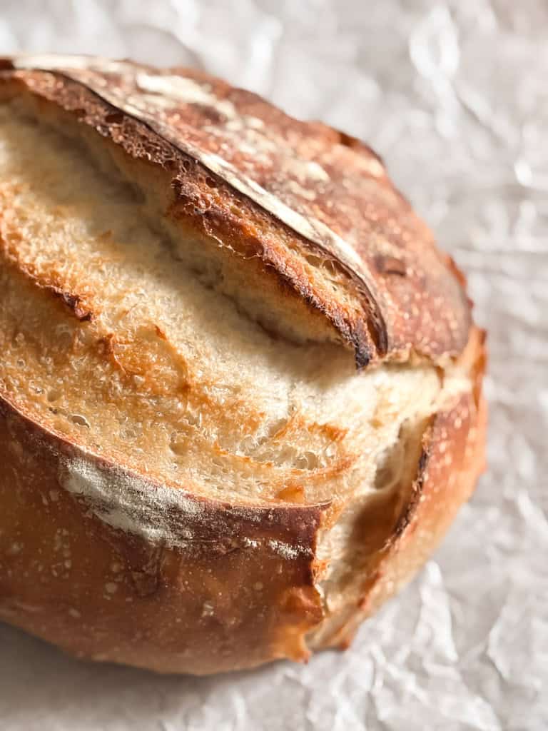 close up of sourdough boule