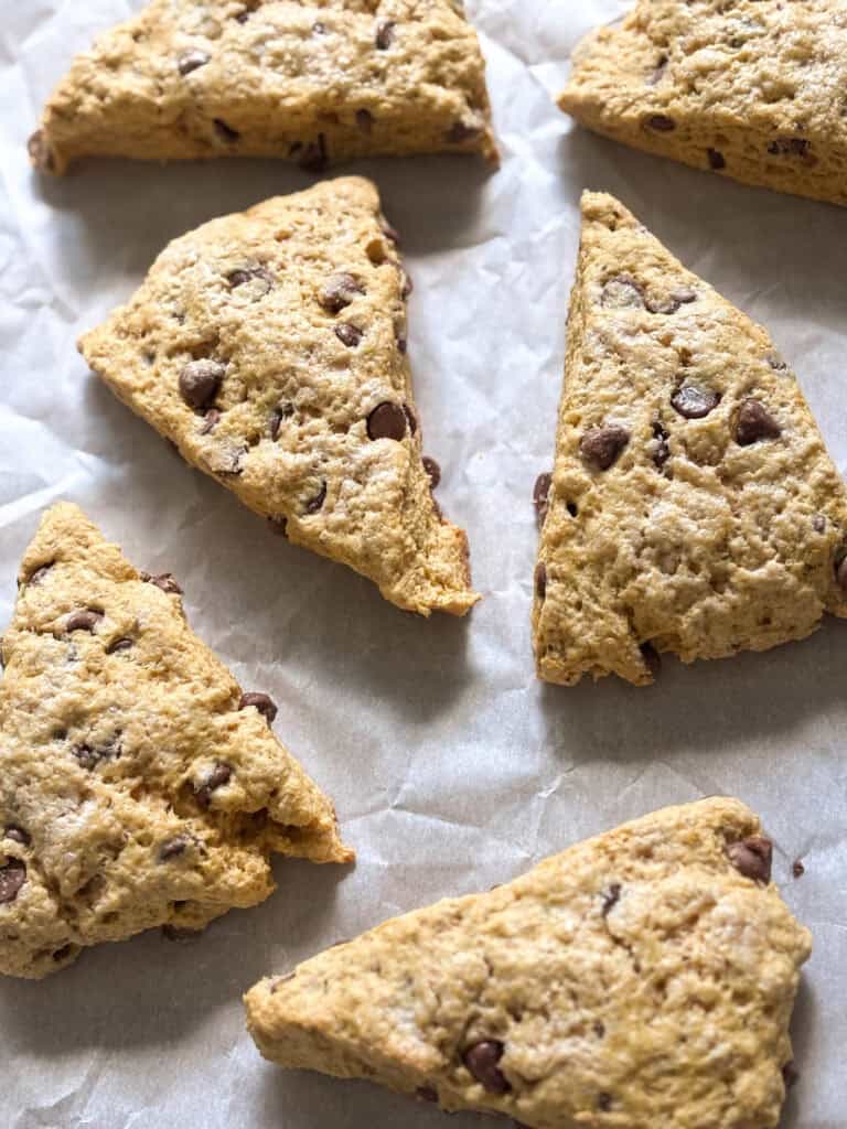 baked scones on parchment paper