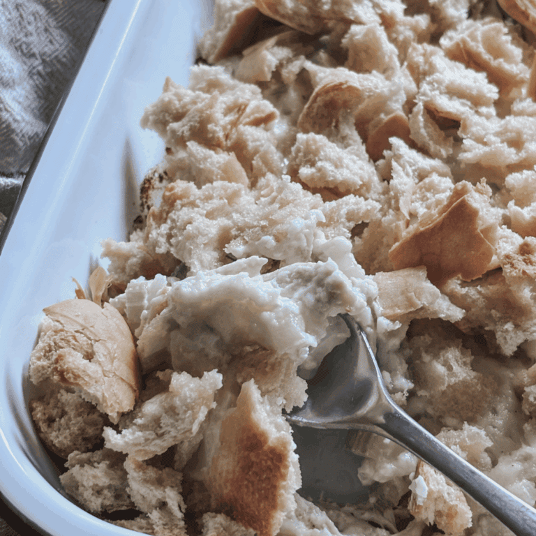 Friendsgiving Casserole Recipe with Sourdough Bread Topping