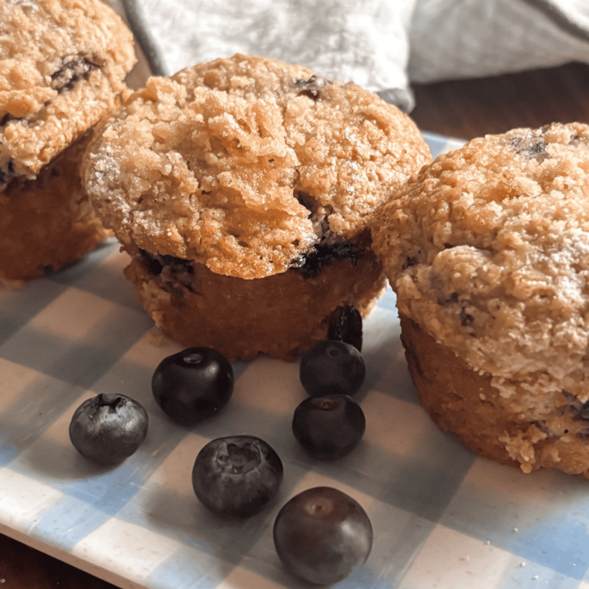 Fresh Milled Flour Blueberry Muffins with Streusel Topping