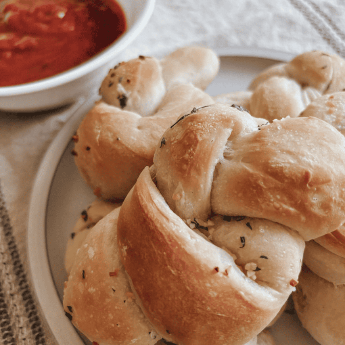 Sourdough Discard Garlic Knots with Homemade Marinara