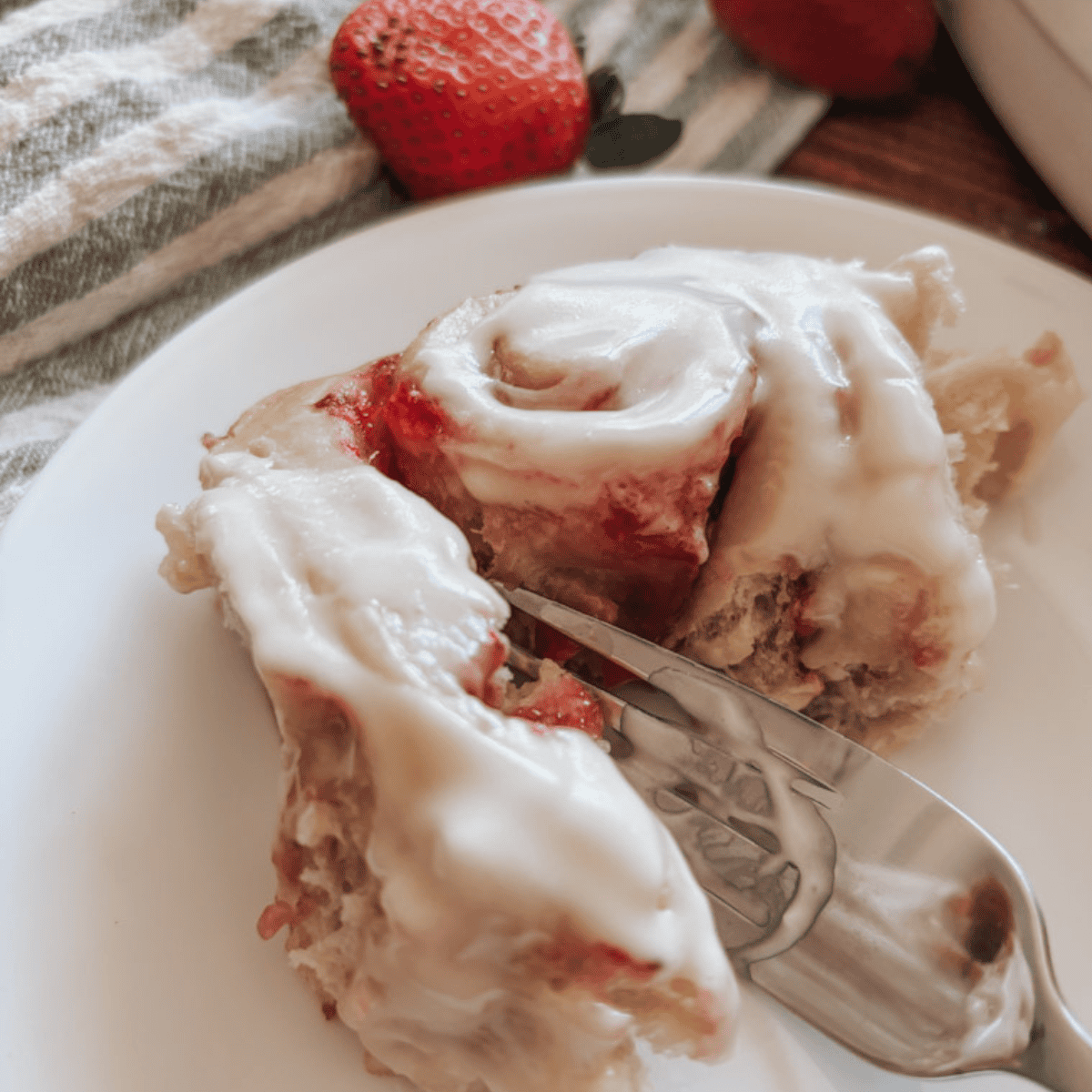 Sourdough Strawberry Sweet Rolls with Cream Cheese Frosting